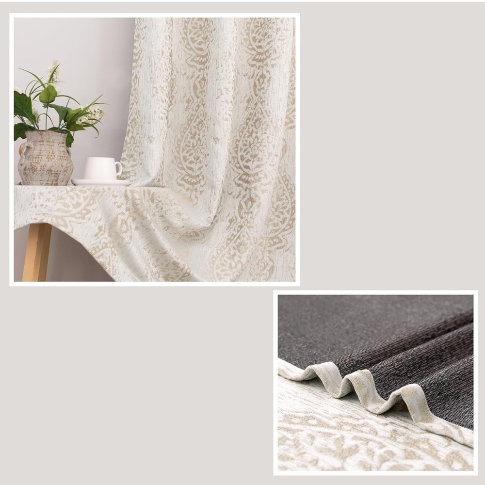 Moroccan Damask Curtains 84 Inches Long- 2 Panels 50% Blackout Curtains